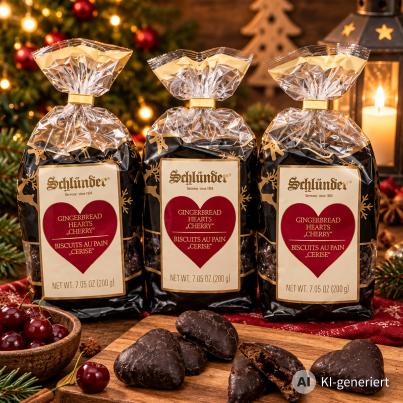 Schokoladenlebkuchen - Herz m. Kirschfüllung