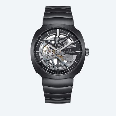 Heritor Herren-Automatikuhr "Magnus", schwarz