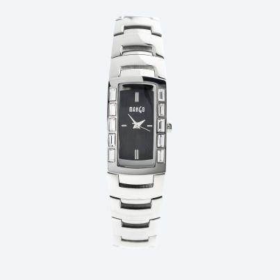 MANGO Damenuhr, Quarz, Gliederarmband, schwarz