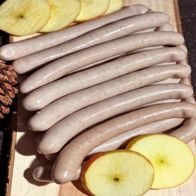 Schinkenbratwurst mit Apfel