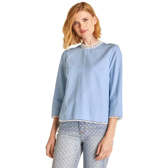linea TESINI Damen Bluse mit Spitze hellblau/weiß 46 - 105205700006 - 1 - 588px