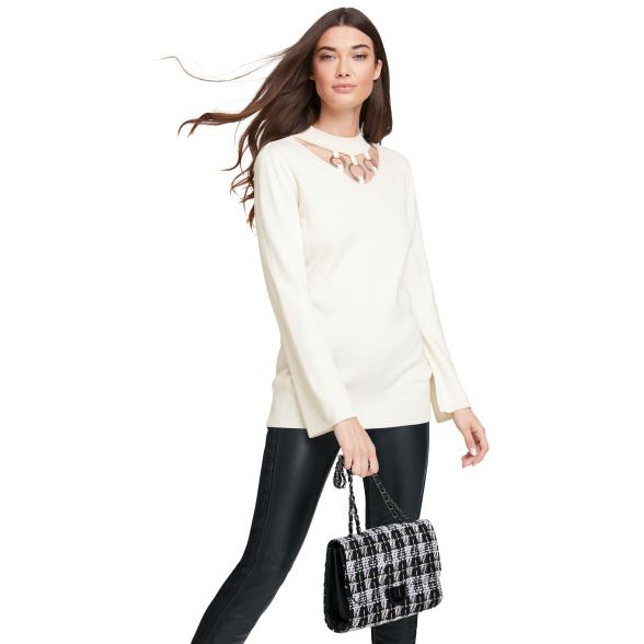 ashley brooke Damen Pullover mit Cut-Outs offwhite 38 - 105207500002 - 1 - 588px