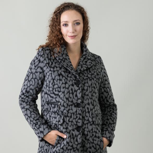 Z-ONE Damen Mantel mit Leodruck, grau/schwarz - 105534500000 - 1 - 588px