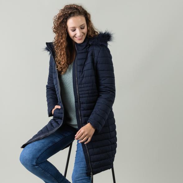 Z-ONE Damen Steppmantel mit Kapuze, marine - 105535200000 - 1 - 588px