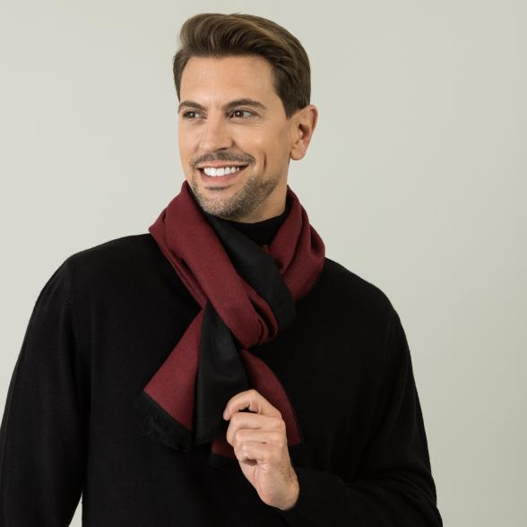 Herrenschal mit Kaschmir bordeaux schwarz - 105540400000 - 1 - 588px