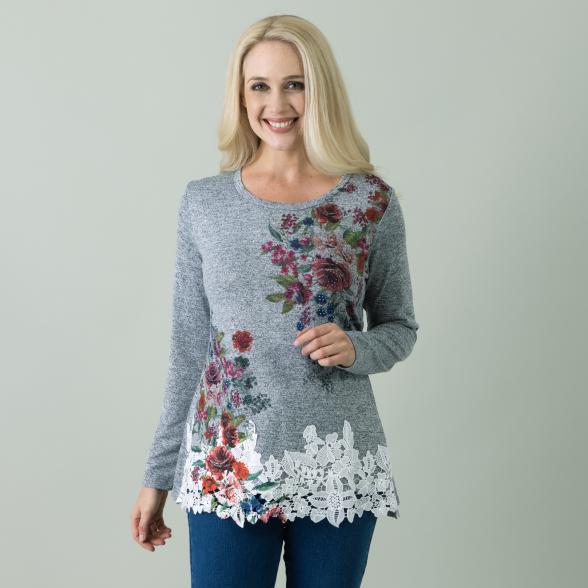 FASHION NEWS Shirt, Spitze & Soft Touch grau/multi - 105625300000 - 1 - 588px