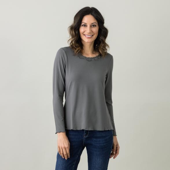 BELOVED BASICS Shirt mit Spitze grau - 105834400000 - 1 - 588px