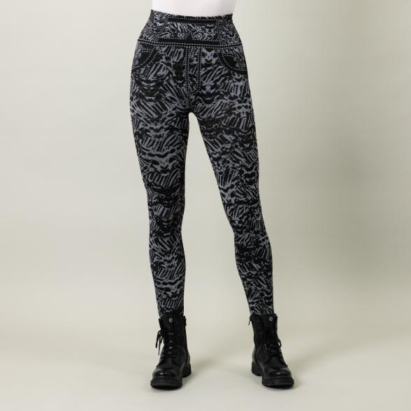 Damen-Winter-Leggings, angeraut schwarz/grau - 107027300000 - 1 - 588px