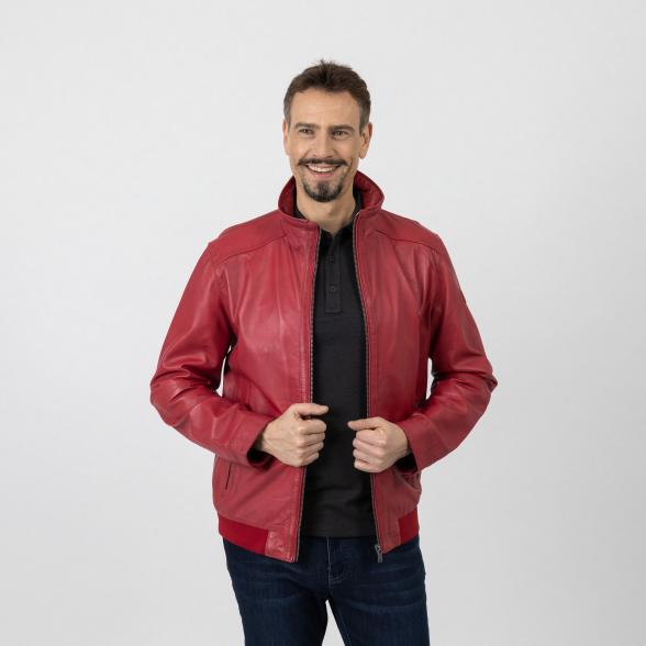 Red Bridge Biker Lederjacke Herren Rot Herren Lederjacke