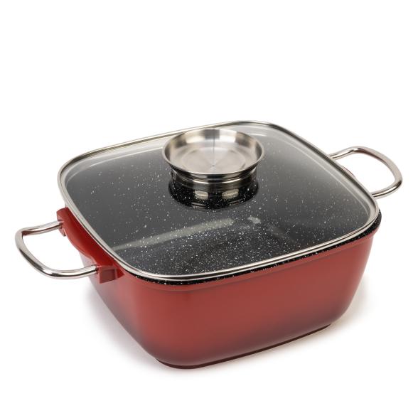 KING® Bräter Aluguss hoch 24 cm mit Galsdeckel rot - 107168600000 - 1 - 588px