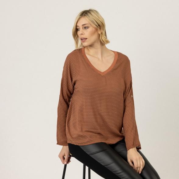 ZABAIONE Damen Langarmshirt, cognac 34/36 (XS/S) - 107324000001 - 1 - 588px