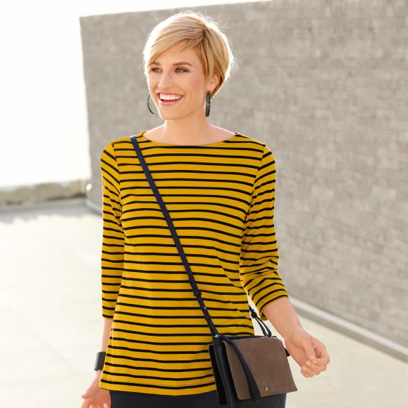 collection L Damen Shirt gestreift, gelb/schwarz - 107443600000 - 1 - 588px