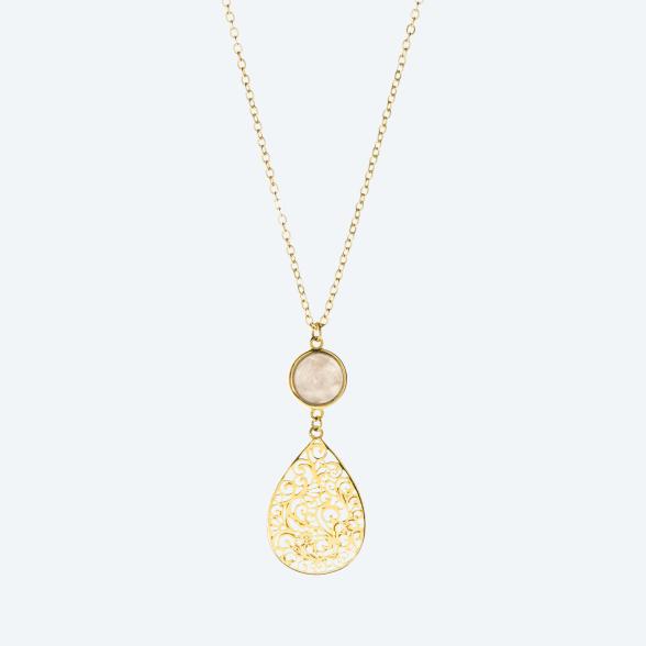 Anhänger+Kette 925 Silber vergoldet Rosenquarz - 108878900000 - 1 - 588px