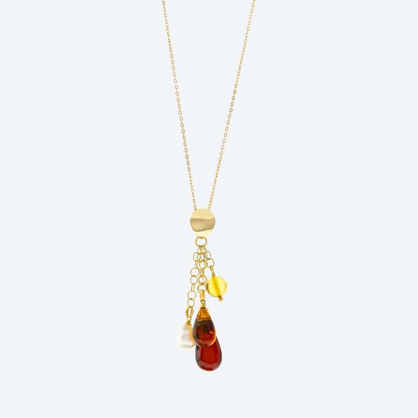 Collier 925 St. Silber vergoldet Bernstein+Perle - 109459100000 - 1 - 588px