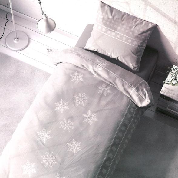 Biber-Bettwäsche 155x220 Schneeflocke grau - 109952400000 - 1 - 588px