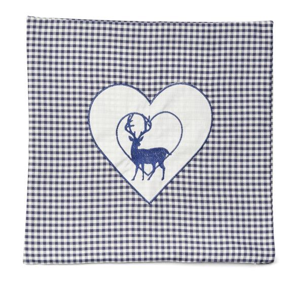 Landhaus Kissenhülle 40x40cm Hirsch blau - 110793700000 - 1 - 588px