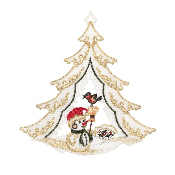 Plauener Spitze Fensterbild Schneemann - 111635900000 - 1 - 588px