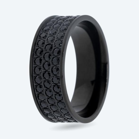 Ring Edelstahl IP-schwarz mit Zirkonia 19 - 111945200001 - 1 - 588px