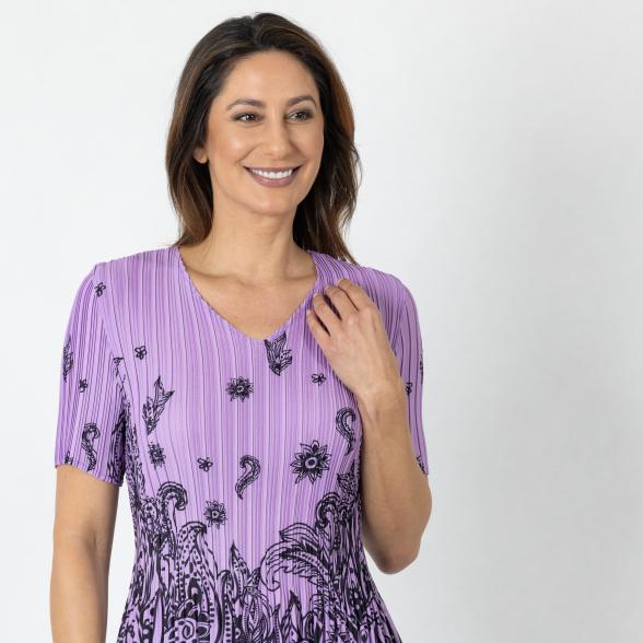 Jeannie Damen-Plissee-Shirt lila/schwarz - 112338400000 - 1 - 588px