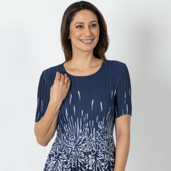 Jeannie Damen-Plissee-Shirt marine/weiß - 112338800000 - 1 - 588px