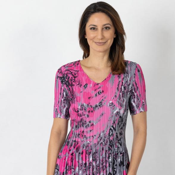 Jeannie Damen-Plissee-Shirt grau/pink/schwarz - 112341300000 - 1 - 588px