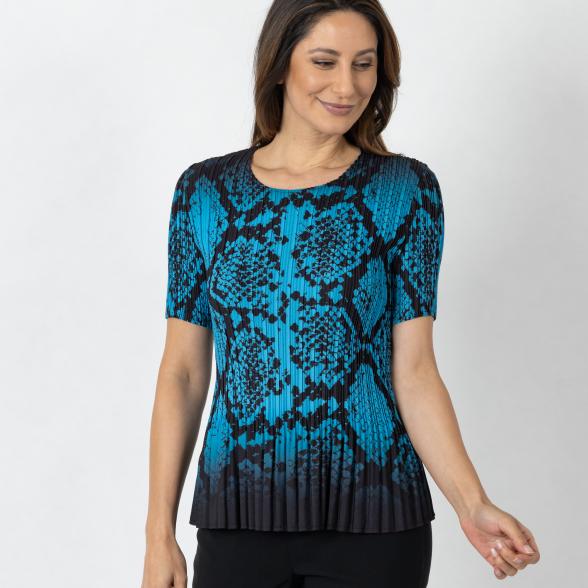 Jeannie Damen-Plissee-Shirt blau/schwarz - 112341500000 - 1 - 588px