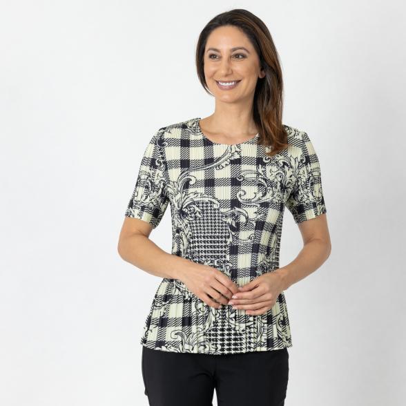 Jeannie Damen-Plissee-Shirt gelb/schwarz - 112342100000 - 1 - 588px