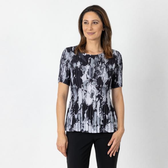Jeannie Damen-Plissee-Shirt schwarz/grau - 112343200000 - 1 - 588px