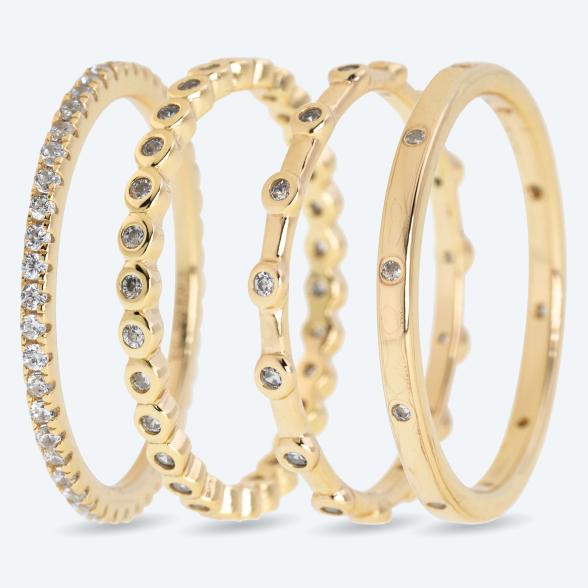 SET: 4x Ringe 925 St. Silber vergoldet Zirkonia 17 - 112492700001 - 1 - 588px
