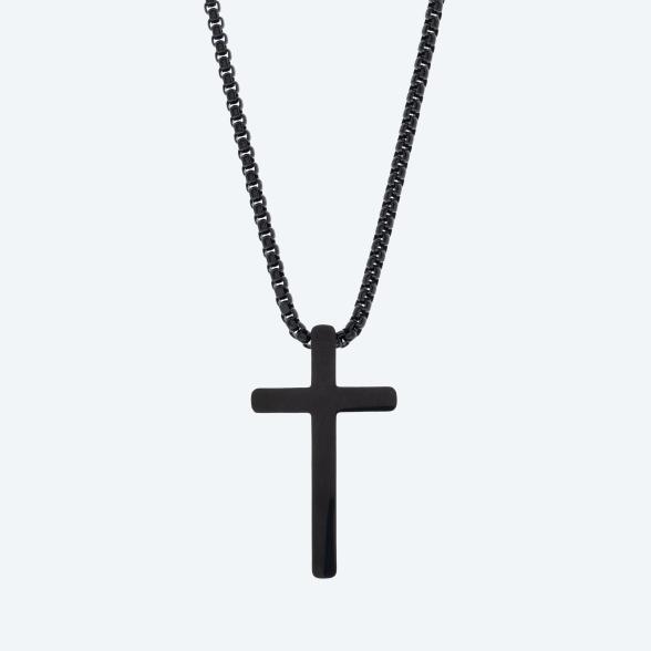 Kreuzanhänger Edelstahl mit Kette black - 112533600000 - 1 - 588px