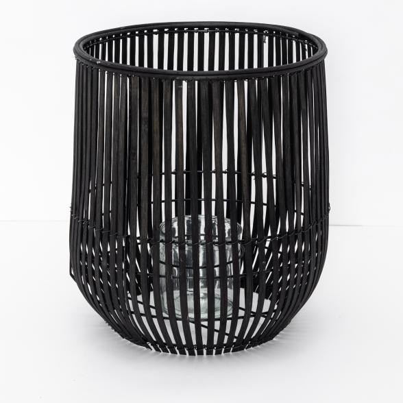 Bambus Windlicht mit Glas schwarz - 112627100000 - 1 - 588px