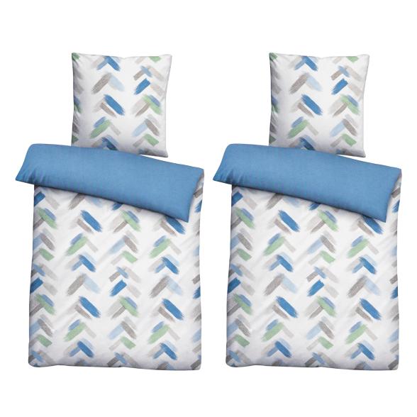 Bettwäscheset Seersucker 4tlg. weiß blau  - 112716700000 - 1 - 588px