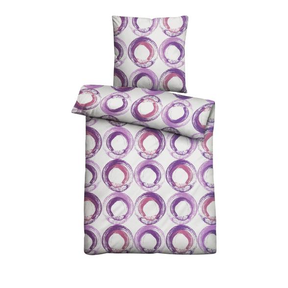 Bettwäscheset Seersucker 135x200cm Kreise viola - 112717400000 - 1 - 588px
