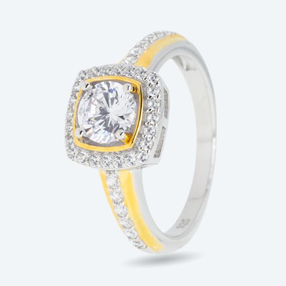 Ring 925 Sterling Silber bicolor Zirkonia 16 - 112727600001 - 1 - 588px
