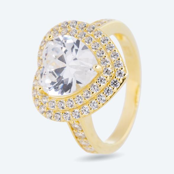 Herzring 925 Sterling Silber vergoldet Zirkonia 17 - 112728200001 - 1 - 588px