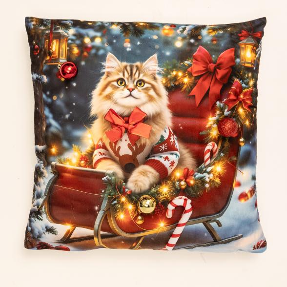 Dekokissen Katze im Schlitten 40x40cm - 112755900000 - 1 - 588px