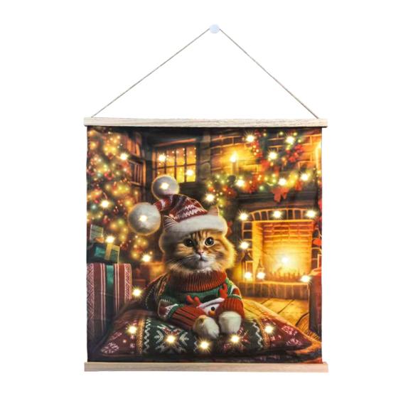 LED Wandbild Weihnachtskatze75x75cm - 112840700000 - 1 - 588px