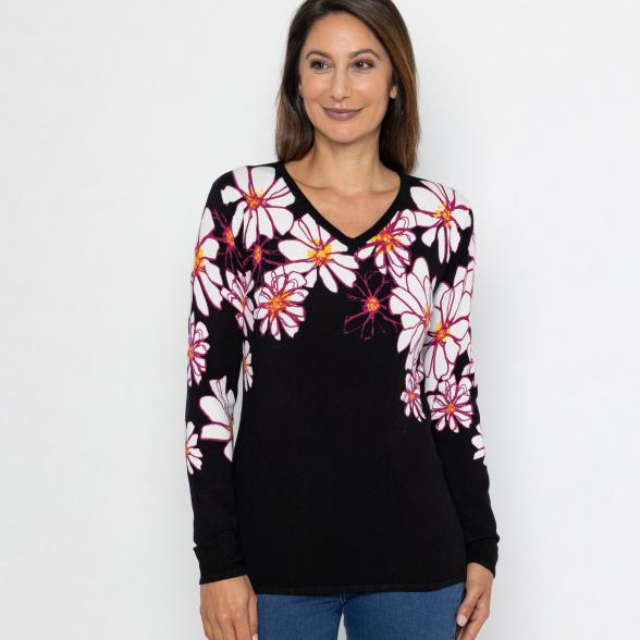 MILANO Design Pullover schwarz/weiß/fuchsia 36/38 - 112881600001 - 1 - 588px