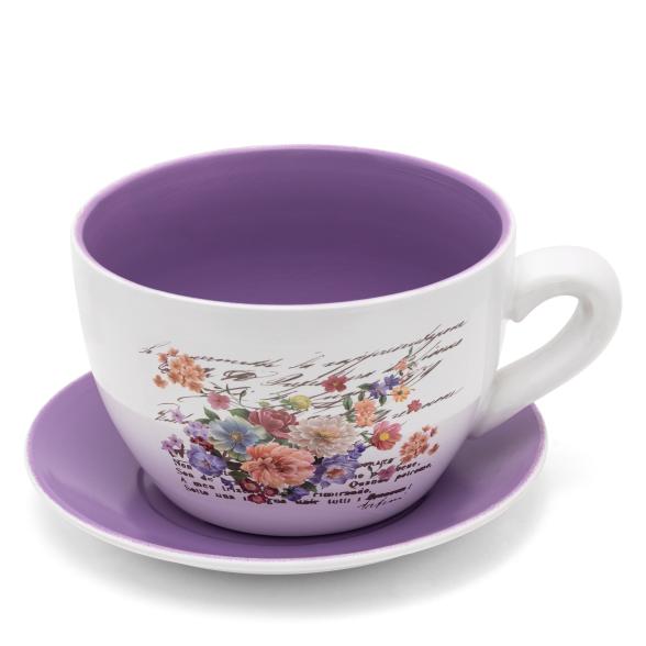 Blumentopf Tasse aus Keramik lila (B/H/T)  25x14x2 - 112952300000 - 1 - 588px