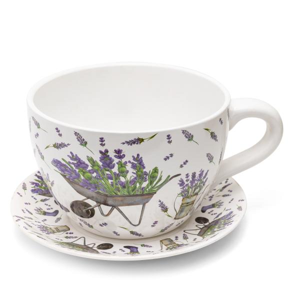 Blumentopf Tasse Lavendel Dekor aus Keramik, Lila - 112952400000 - 1 - 588px