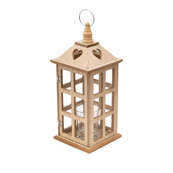 Laterne, Teelichthalter aus Holz, Glas Natur - 112952900000 - 1 - 588px