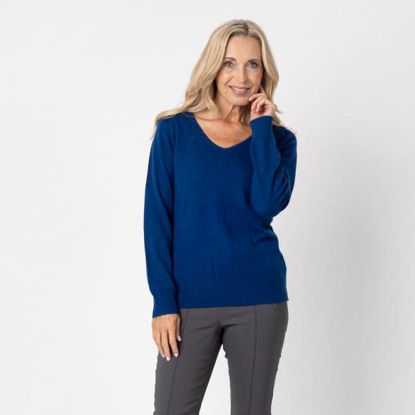 100% KASCHMIR Pullover, V-Ausschnitt, marine 34/36 - 112958900001 - 1 - 588px