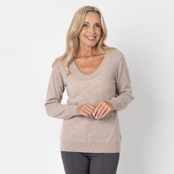 100% KASCHMIR Pullover, V-Ausschnitt, biskuit 34/36 - 112959700001 - 1 - 588px