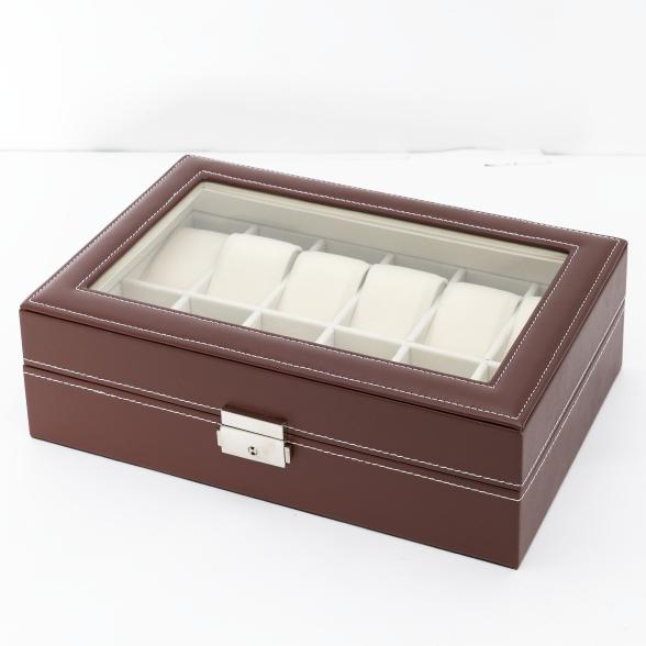 Uhrenbox für 12 Uhren, dunkelbraun/beige - 113015300000 - 1 - 588px
