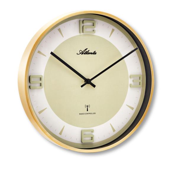 Atlanta Funk-Wanduhr gold-weiß, Metallgehäuse - 113025800000 - 1 - 588px