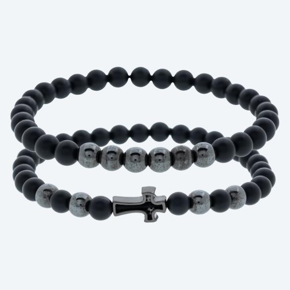 SET: 2x Armband Achat schwarz, geschwärzt - 113073300000 - 1 - 588px