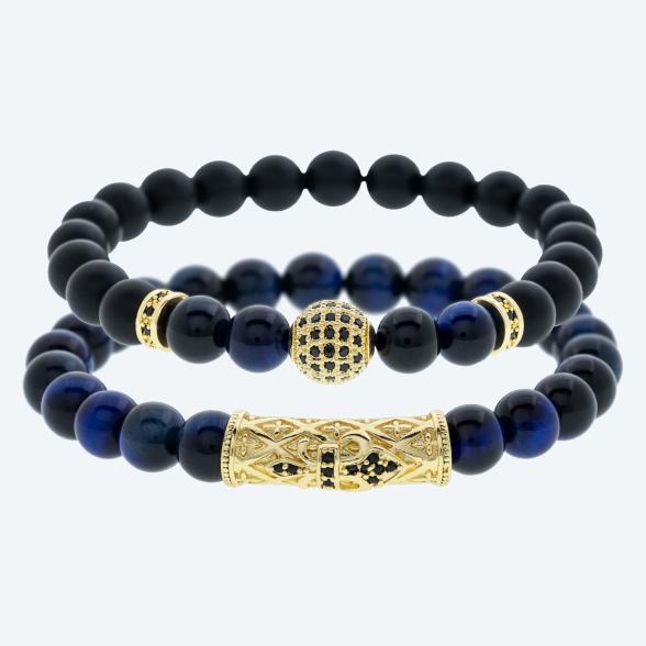 SET: 2x Armband Achat, Tigerauge, goldfarbig - 113073600000 - 1 - 588px