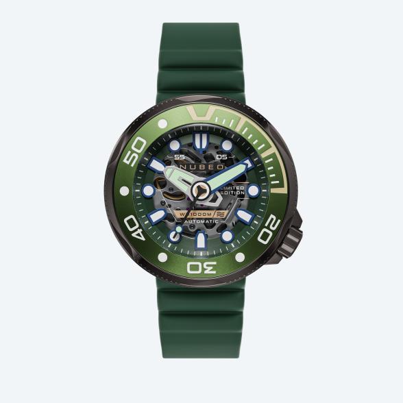 NUBEO Herrenuhr "Ventana Skeleton Automatic" grün - 113085400000 - 1 - 588px