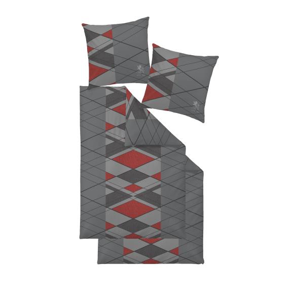 OTTO KERN Bettwäsche 4tlg. Raute, grau-rot, 2er-Se - 113095400000 - 1 - 588px