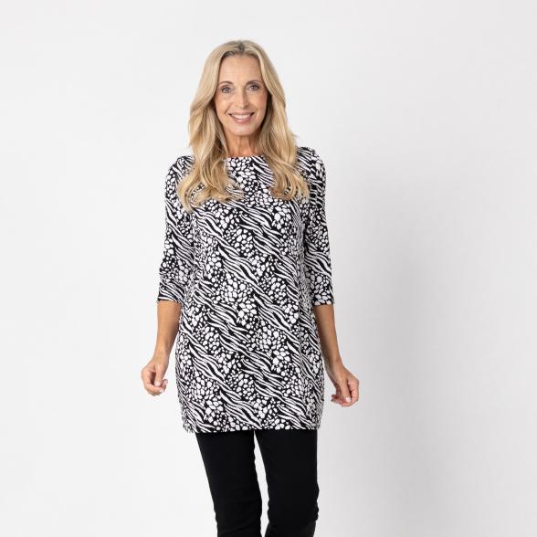 VANESSA STYLE Damen-Longshirt schwarz/weiß 48/50 (4) - 113115800004 - 1 - 588px